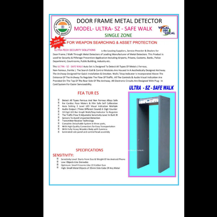 Ultra-SZ-Safe Walk Single Zone Door Frame Metal Detector - Image 2