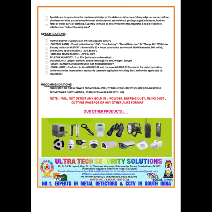 Security Metal Detector – Ultra Gold Extreme - Image 9
